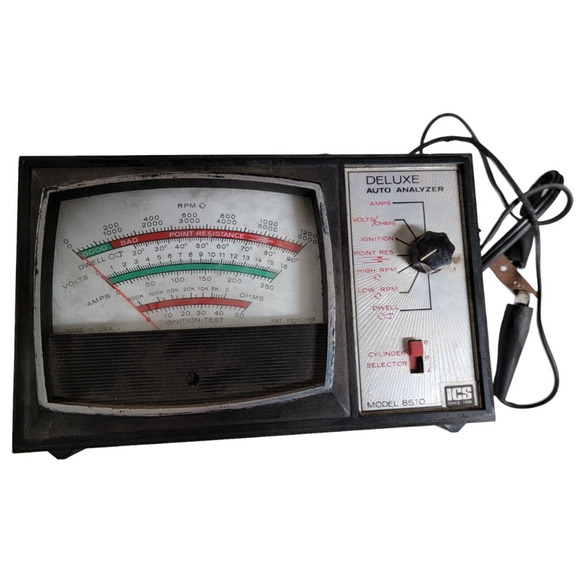 Vintage ICS DELUXE AUTO ENGINE ANALYZER w/ Timing Light, Cables, Instructions - Picture 1 of 14